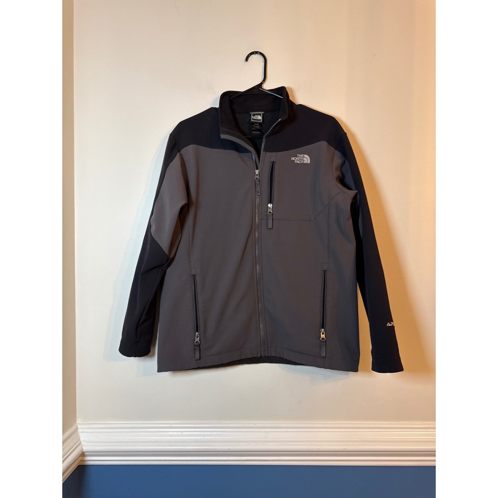 The North Face Softshell Jacket Boys XL Grey Black Apex Bionic Full Zip Coat